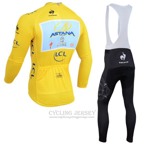 2014 Cycling Jersey Astana Lider Yellow Long Sleeve and Bib Tight